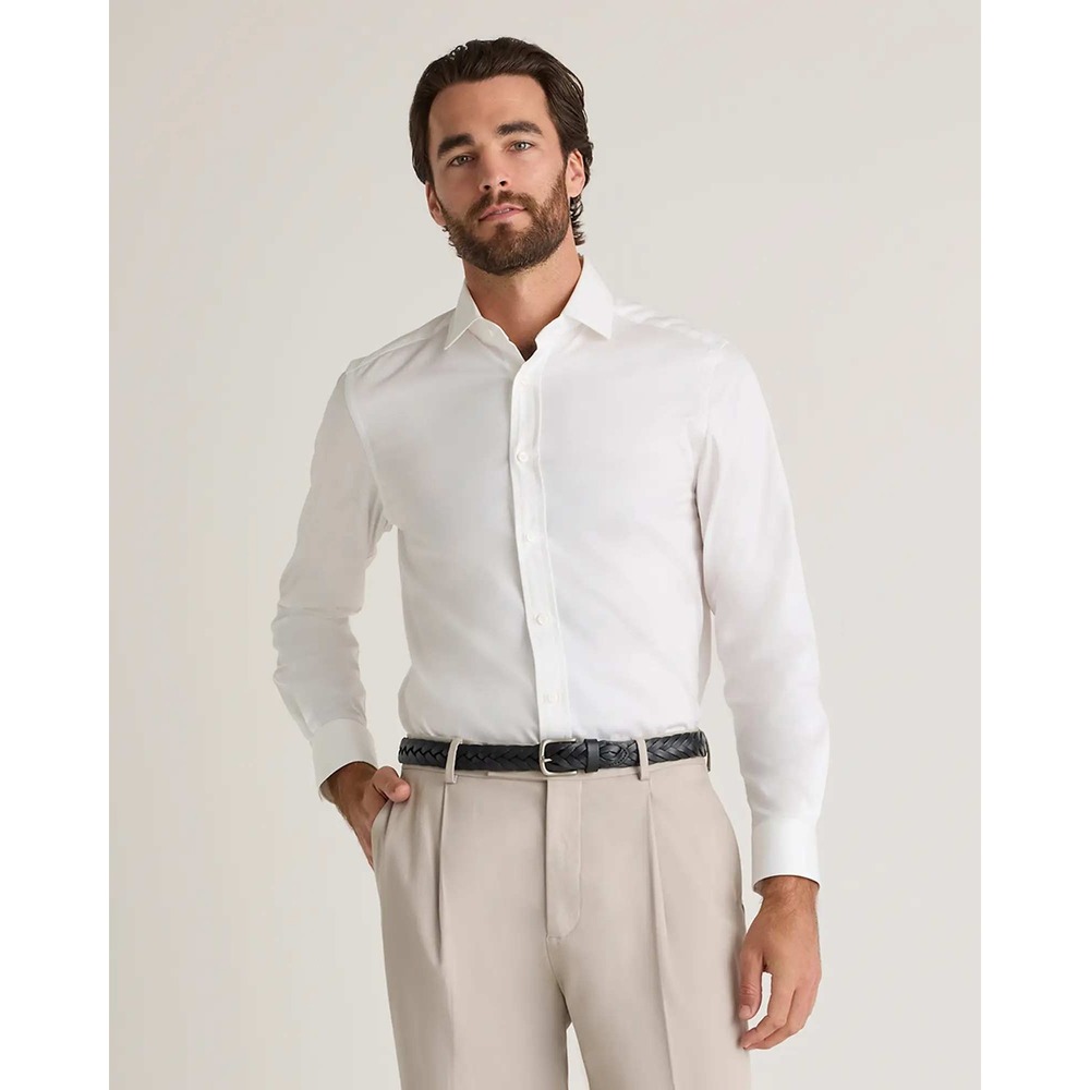 Quince Mens Organic Cotton Stretch Twill Dress Shirt White Large NWT